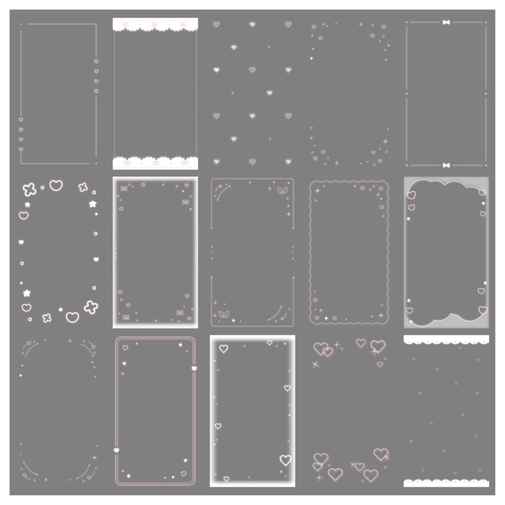 【100種】ハートリボン9:16フレームセット