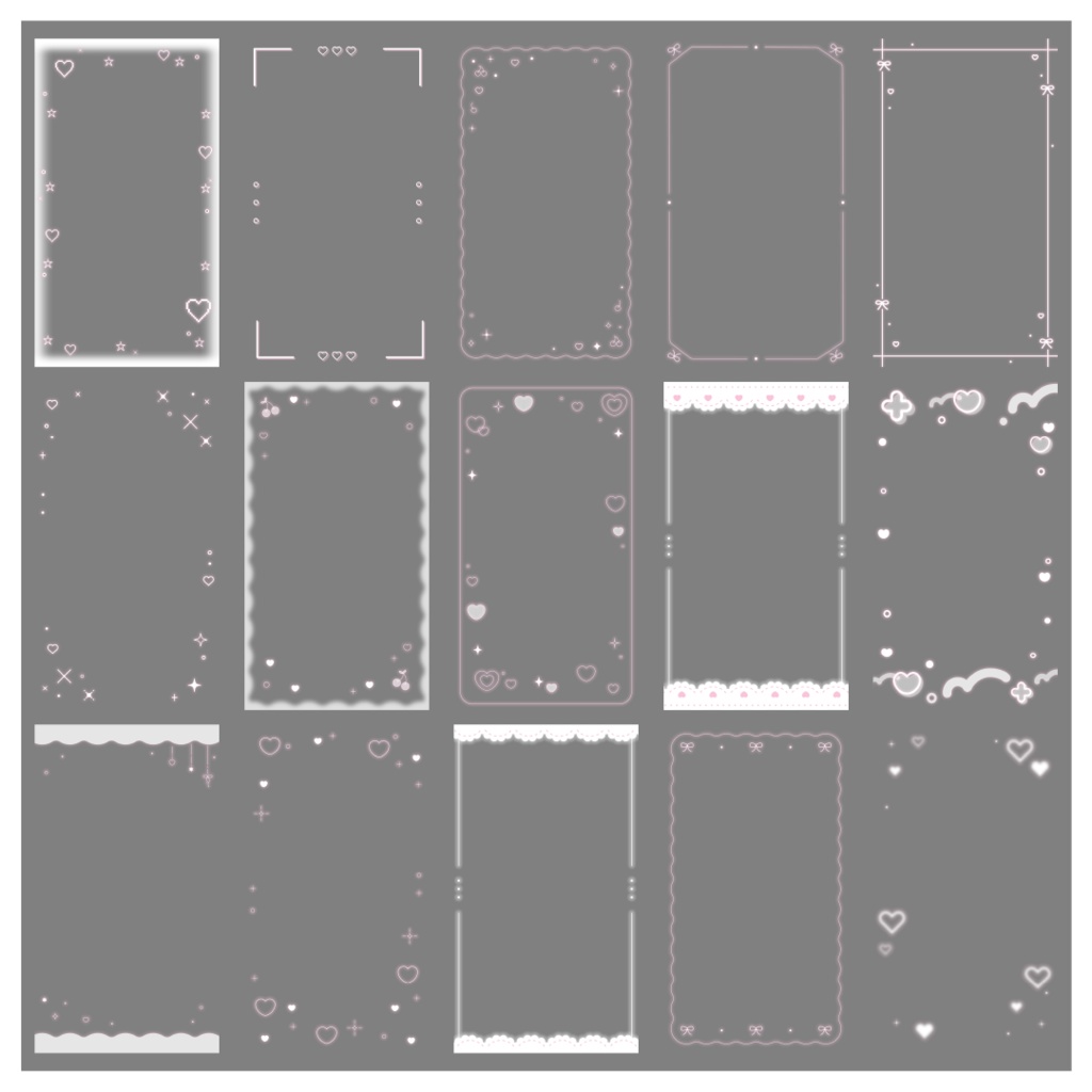 【100種】ハートリボン9:16フレームセット