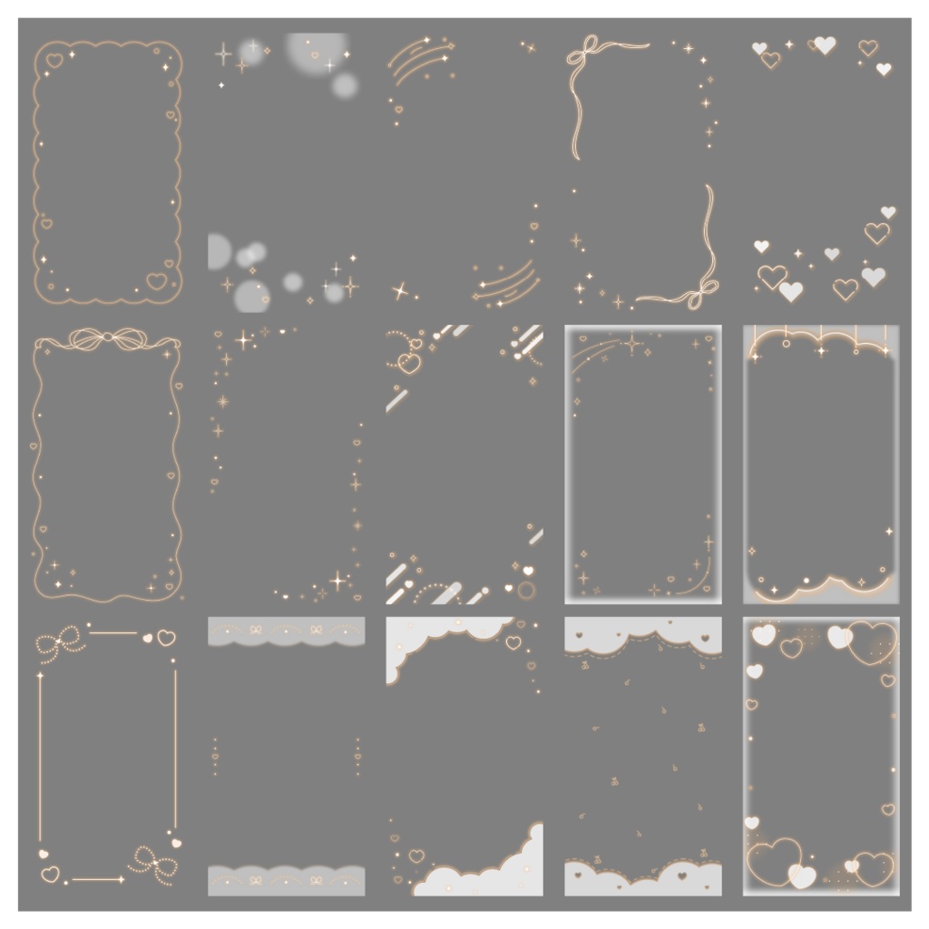 【100種】ハートリボン9:16フレームセット