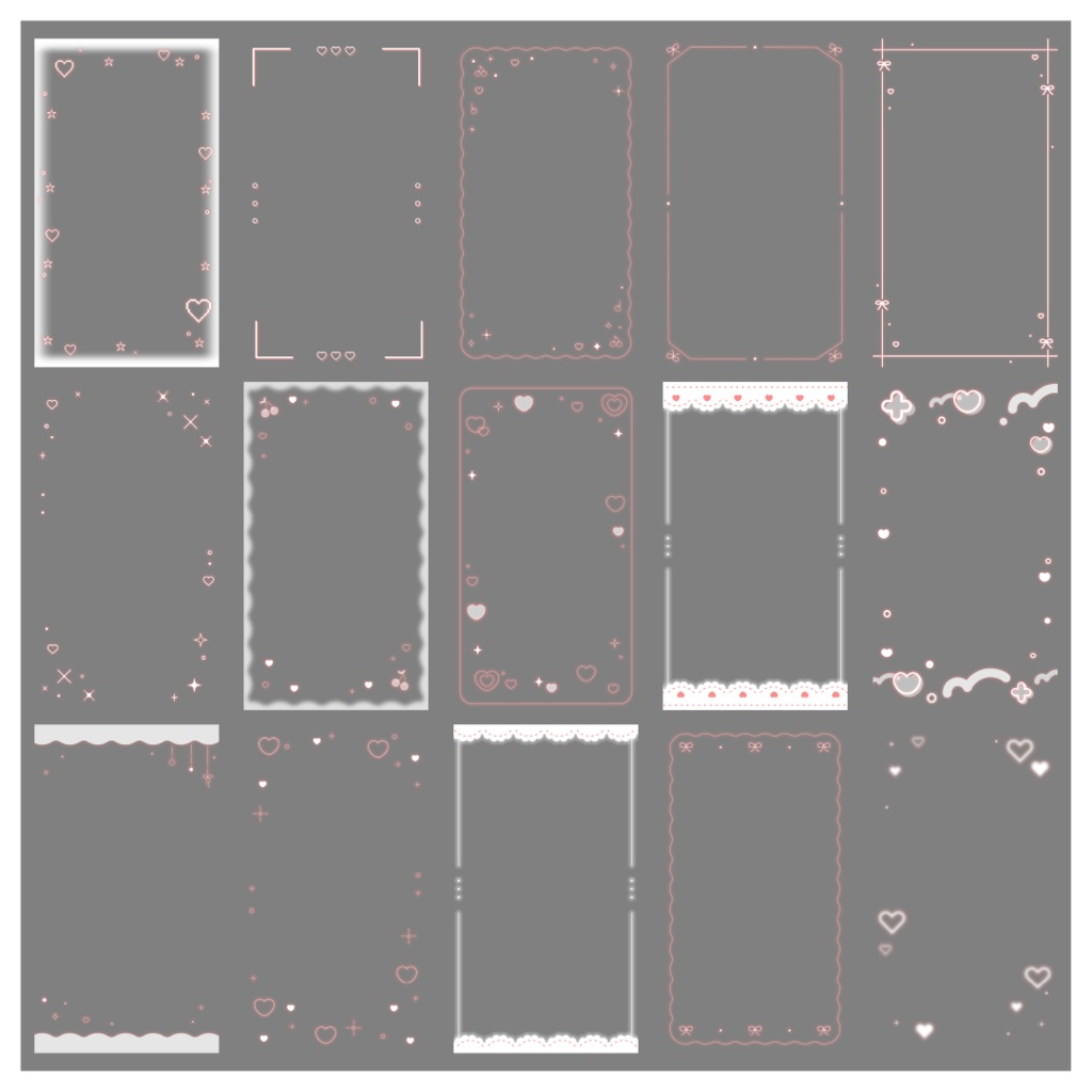 【100種】ハートリボン9:16フレームセット
