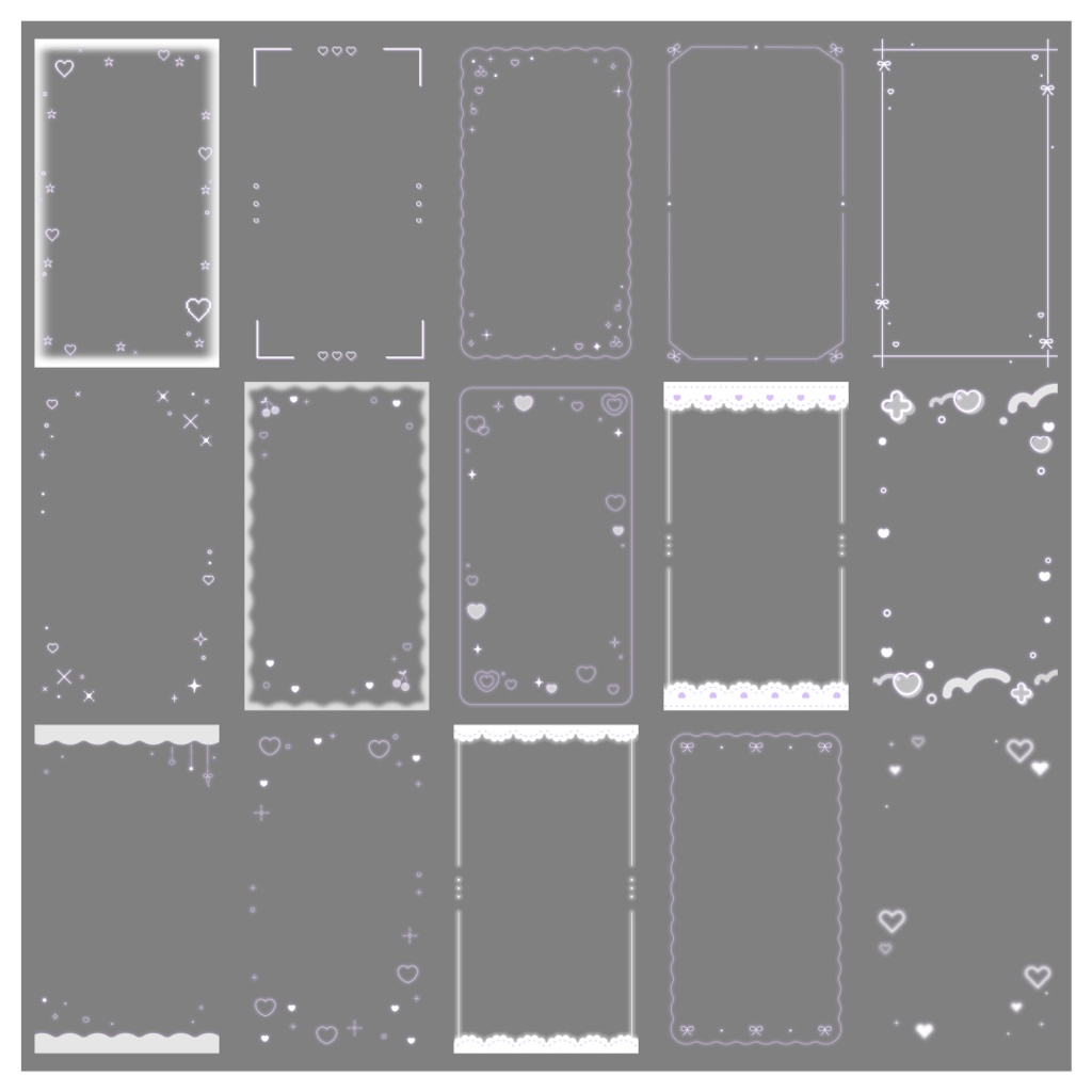 【100種】ハートリボン9:16フレームセット