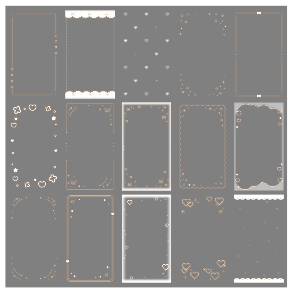 【100種】ハートリボン9:16フレームセット