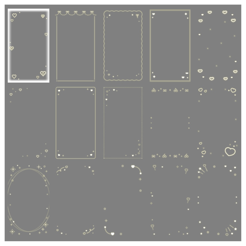 【100種】ハートリボン9:16フレームセット