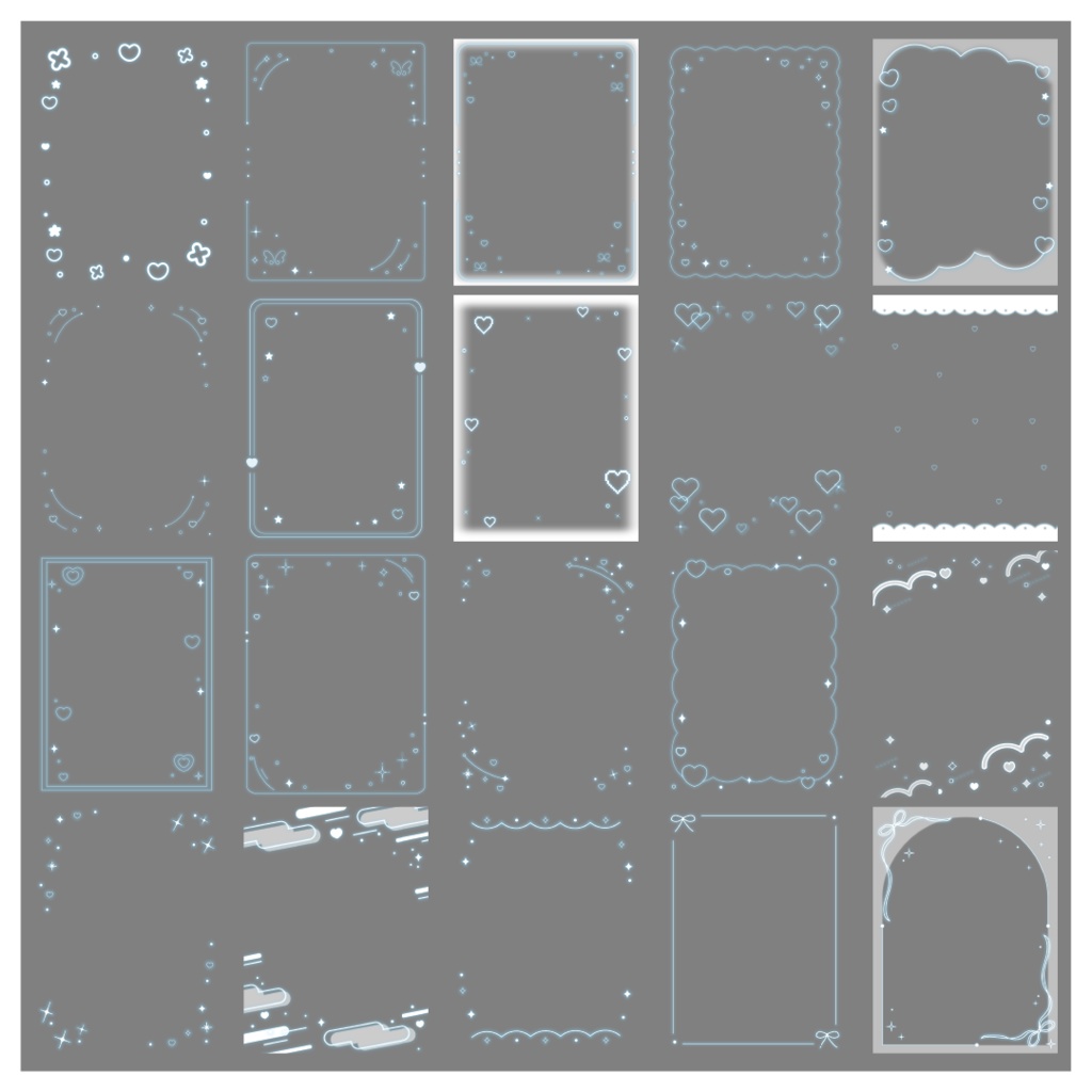 【100種】ハートリボン3:4フレームセット