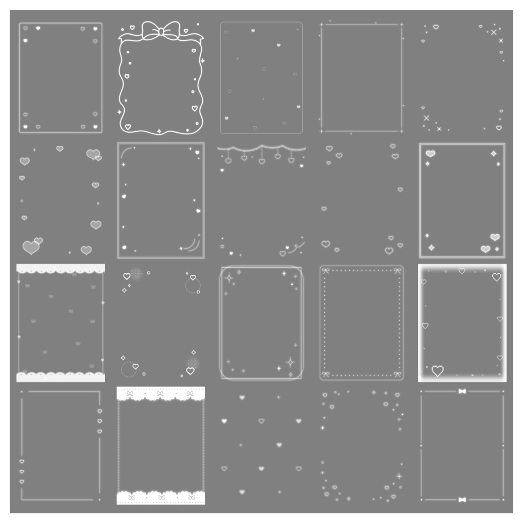 【100種】ハートリボン3:4フレームセット