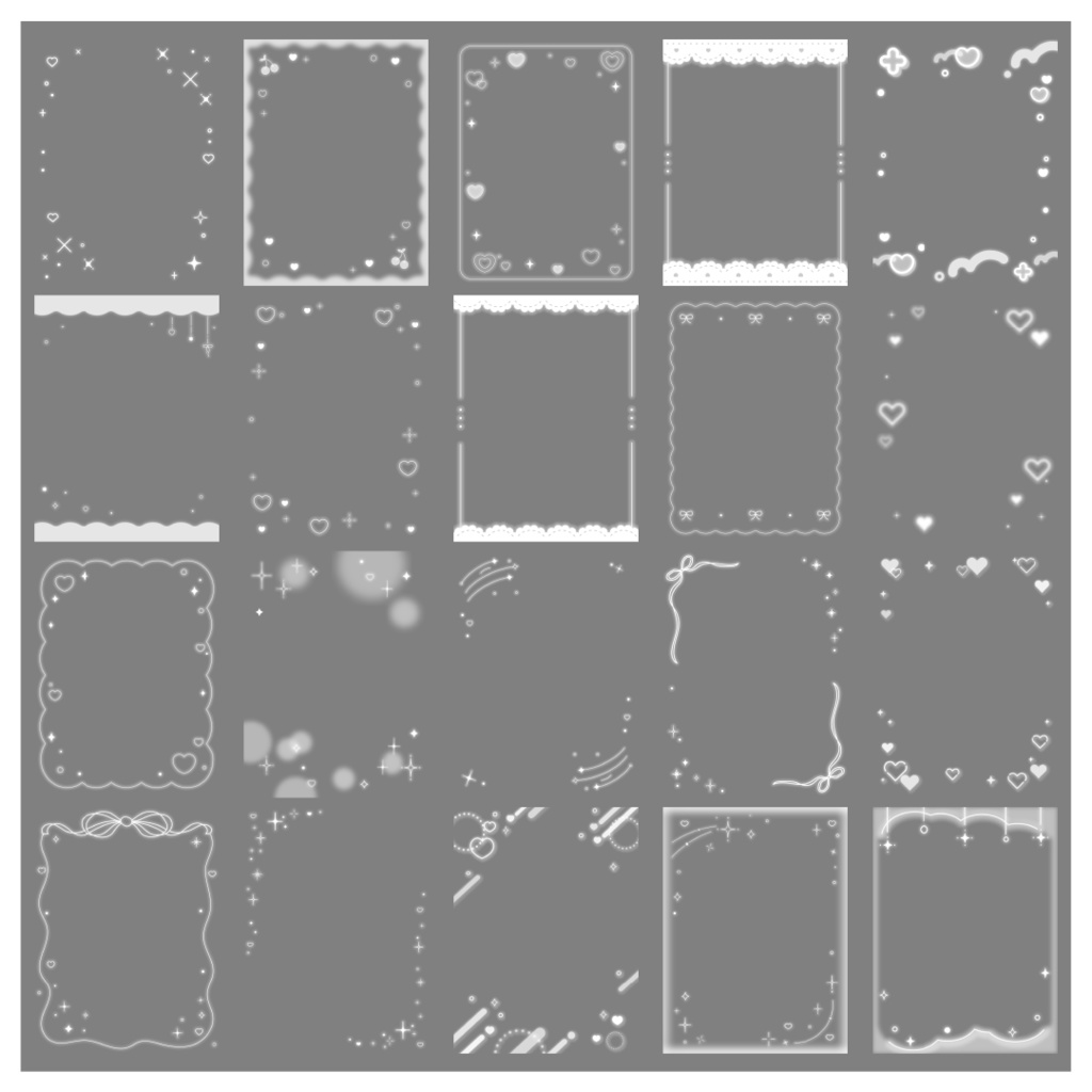 【100種】ハートリボン3:4フレームセット