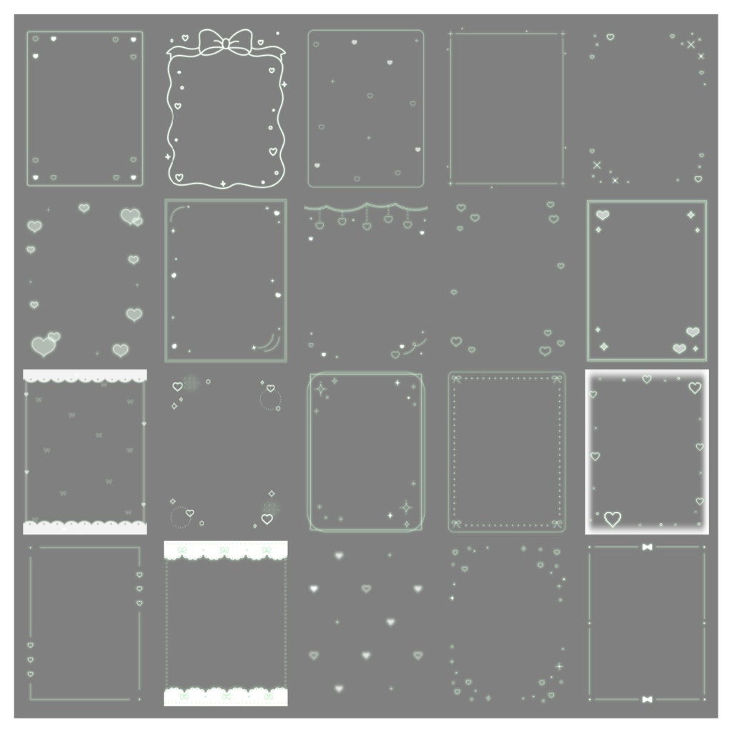 【100種】ハートリボン3:4フレームセット