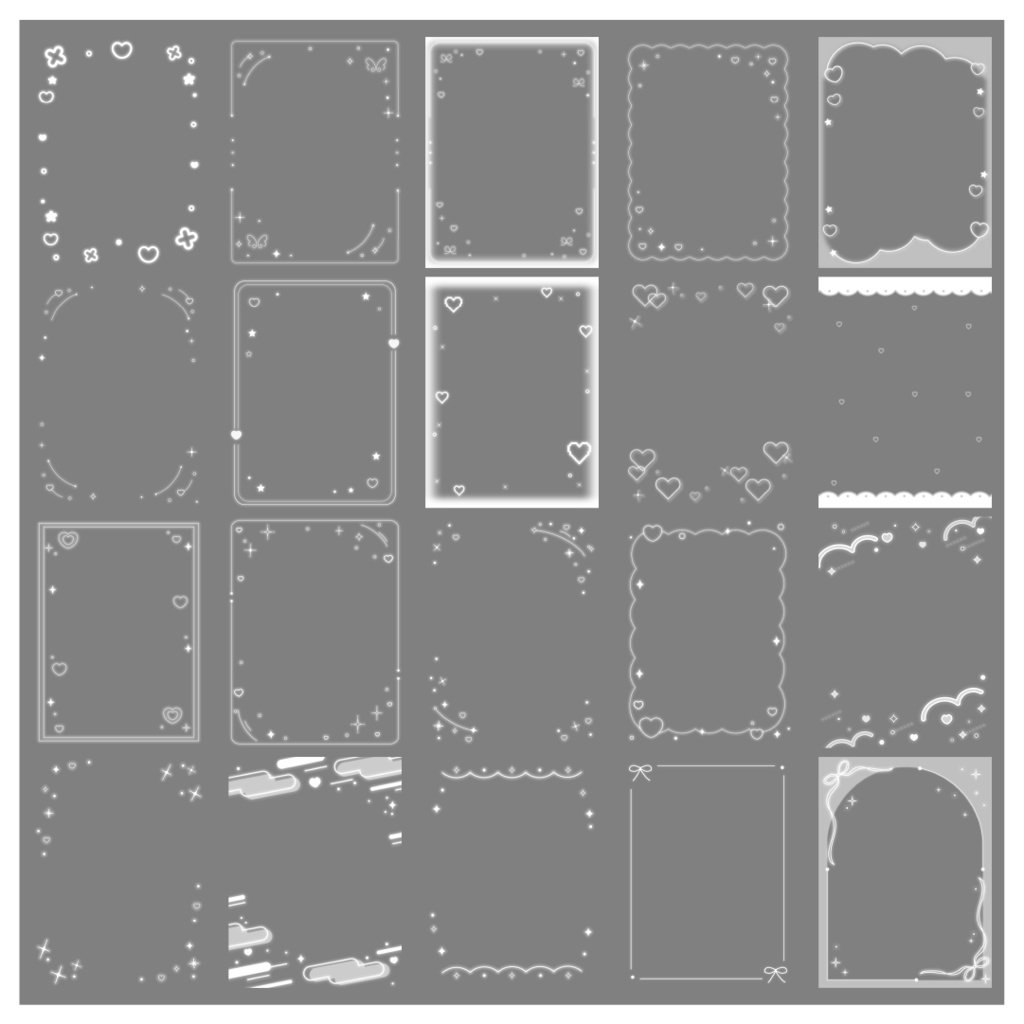 【100種】ハートリボン3:4フレームセット