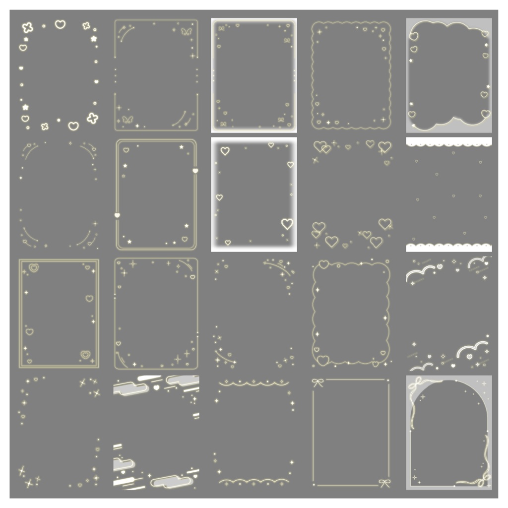 【100種】ハートリボン3:4フレームセット