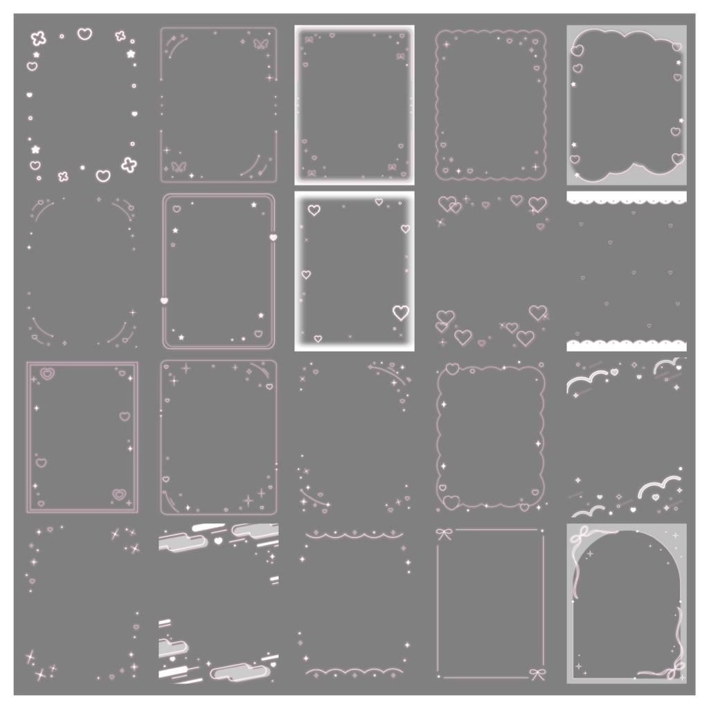 【100種】ハートリボン3:4フレームセット