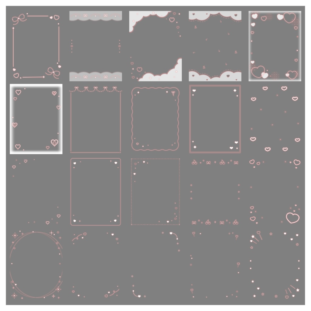 【100種】ハートリボン3:4フレームセット