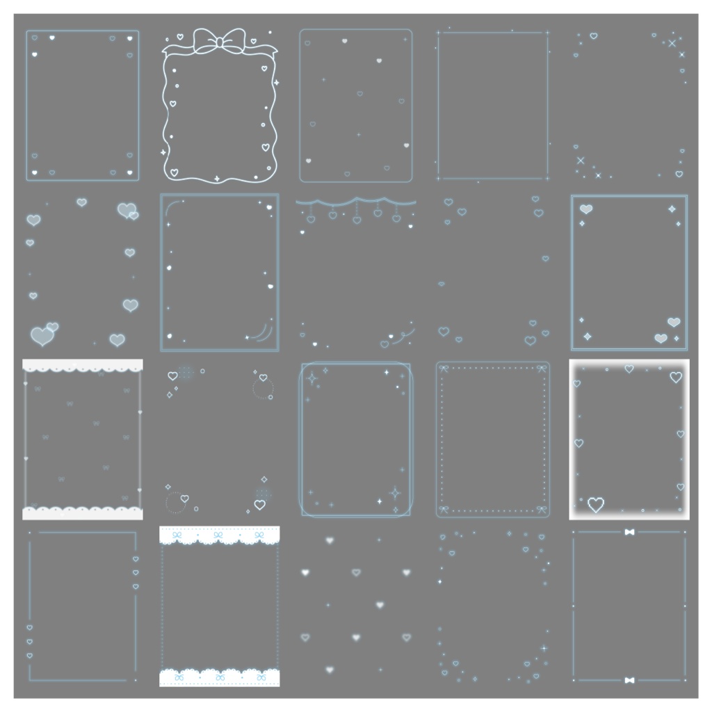 【100種】ハートリボン3:4フレームセット