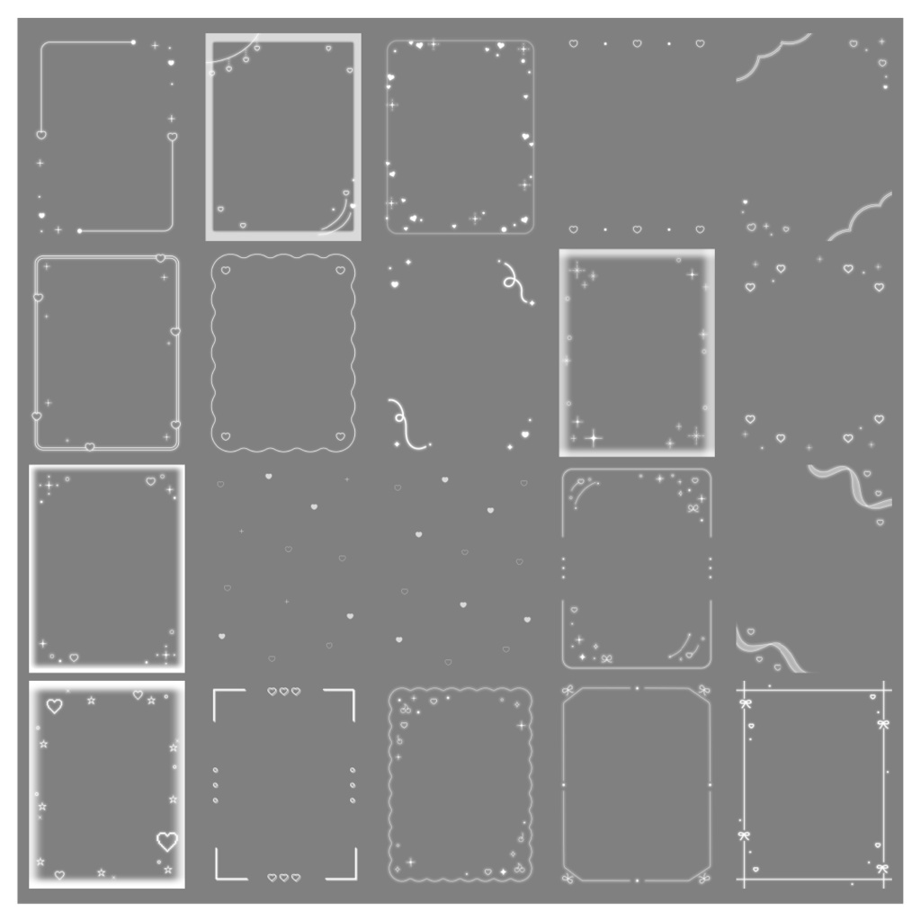 【100種】ハートリボン3:4フレームセット