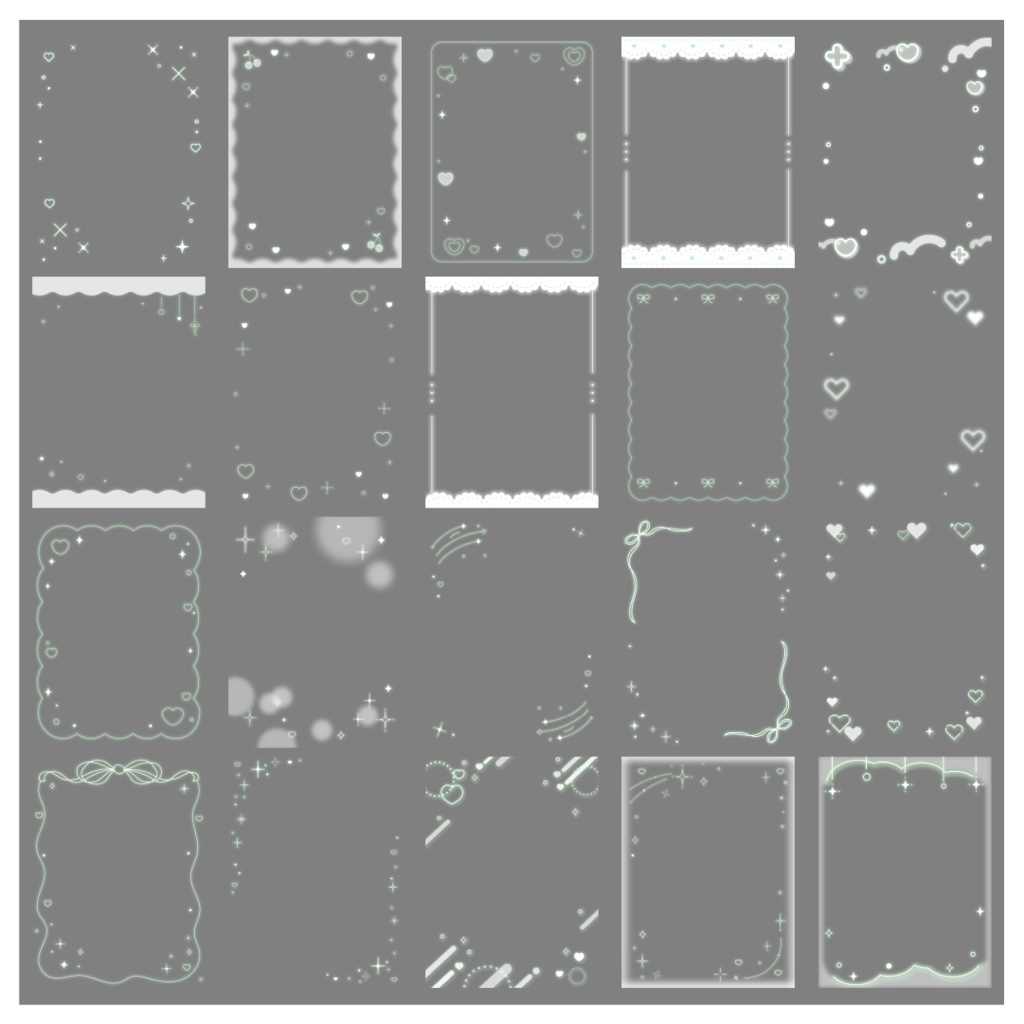 【100種】ハートリボン3:4フレームセット