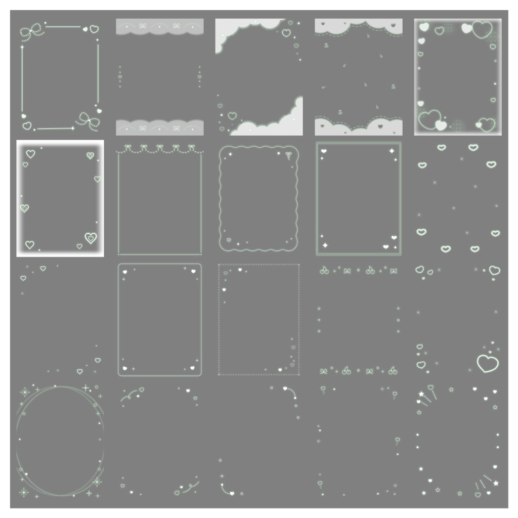 【100種】ハートリボン3:4フレームセット