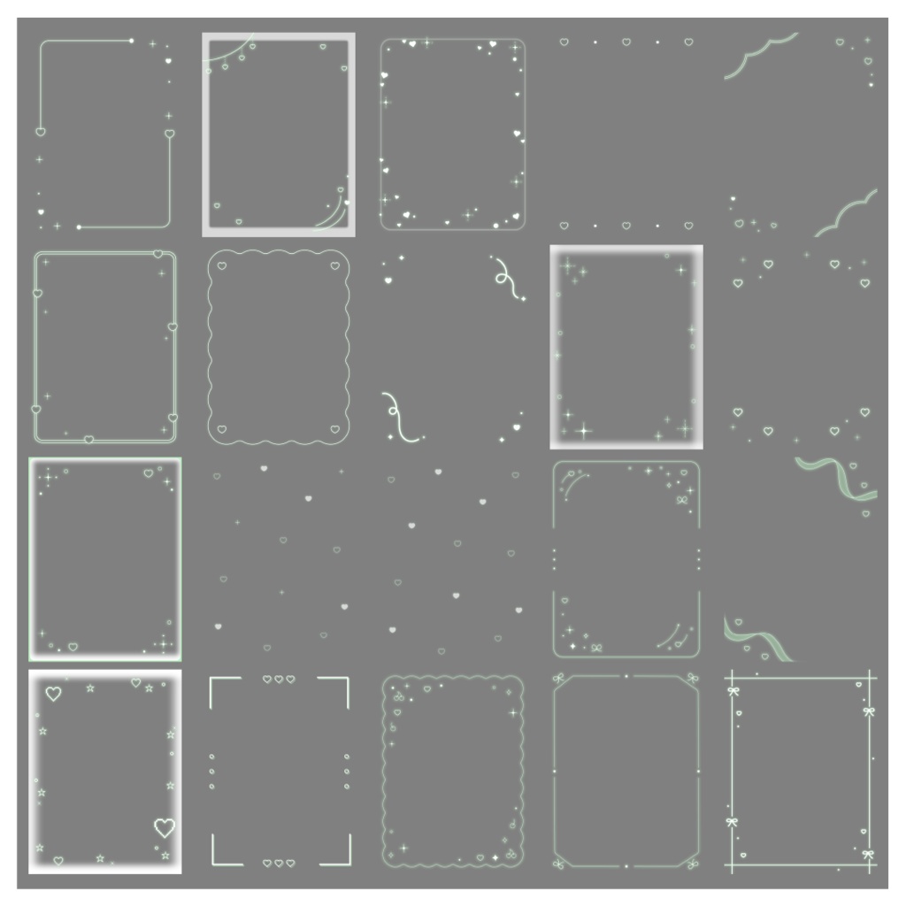 【100種】ハートリボン3:4フレームセット