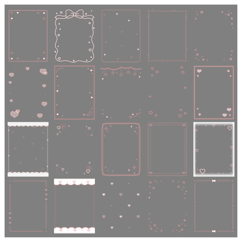 【100種】ハートリボン3:4フレームセット