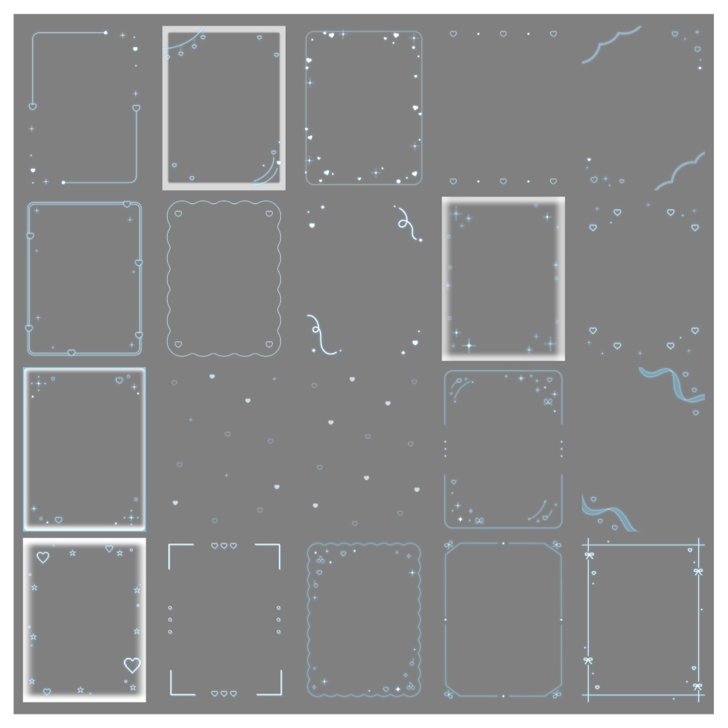 【100種】ハートリボン3:4フレームセット