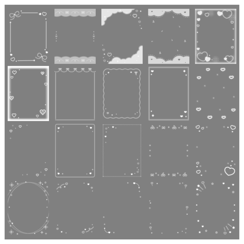 【100種】ハートリボン3:4フレームセット