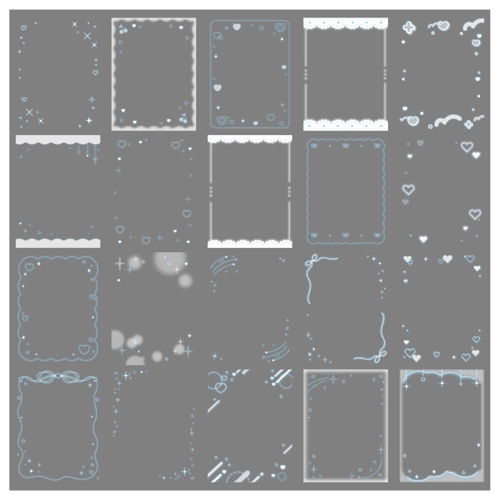 【100種】ハートリボン3:4フレームセット