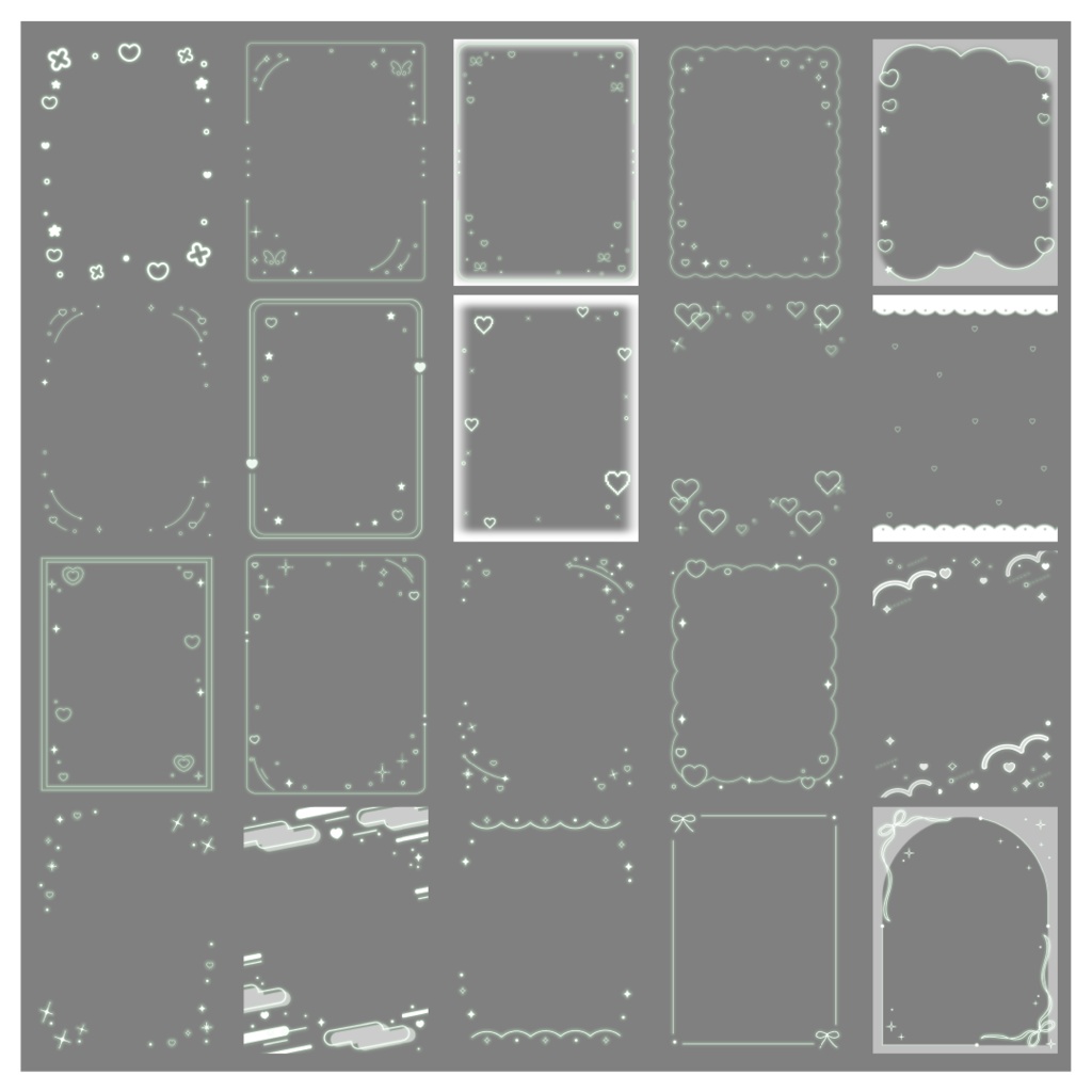 【100種】ハートリボン3:4フレームセット