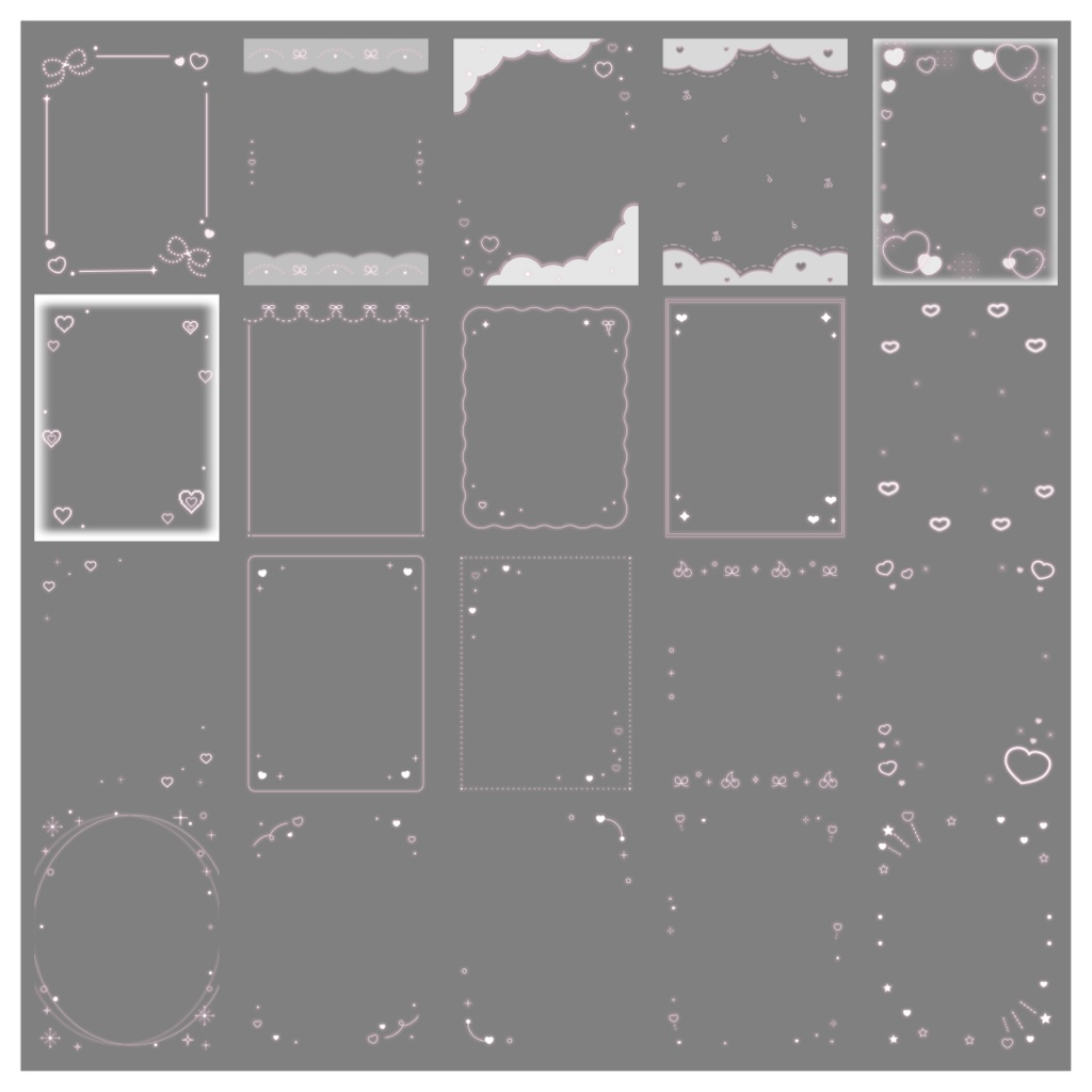 【100種】ハートリボン3:4フレームセット