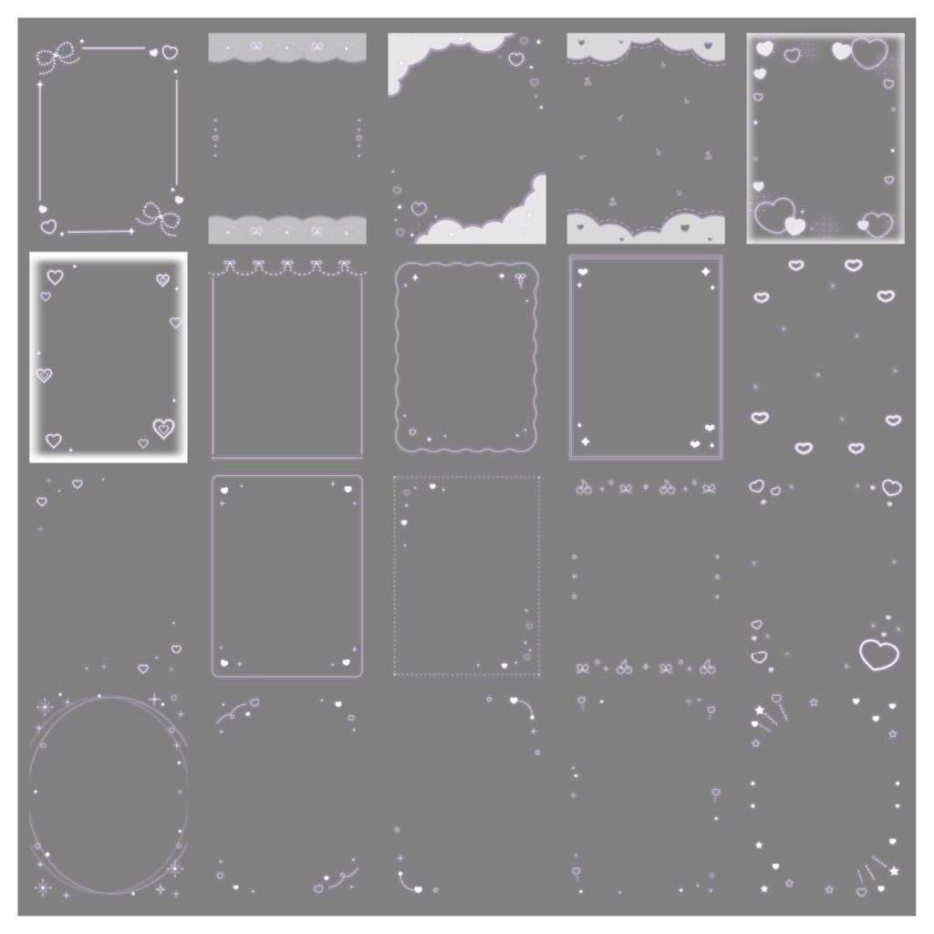 【100種】ハートリボン3:4フレームセット