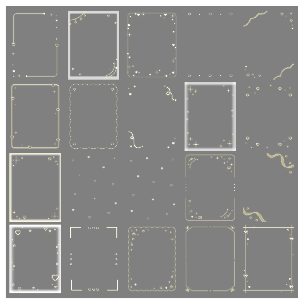 【100種】ハートリボン3:4フレームセット