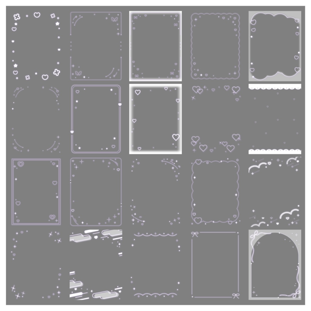 【100種】ハートリボン3:4フレームセット