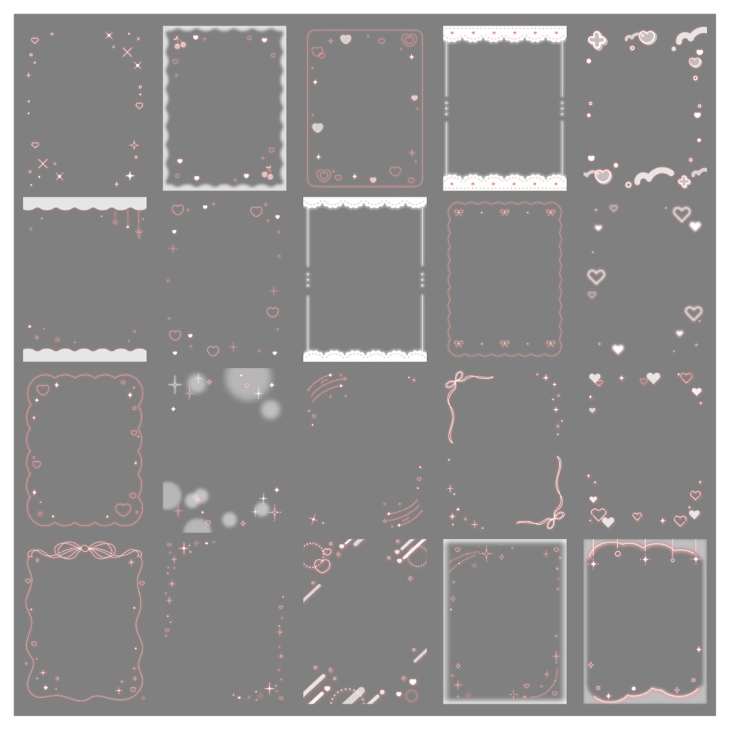 【100種】ハートリボン3:4フレームセット