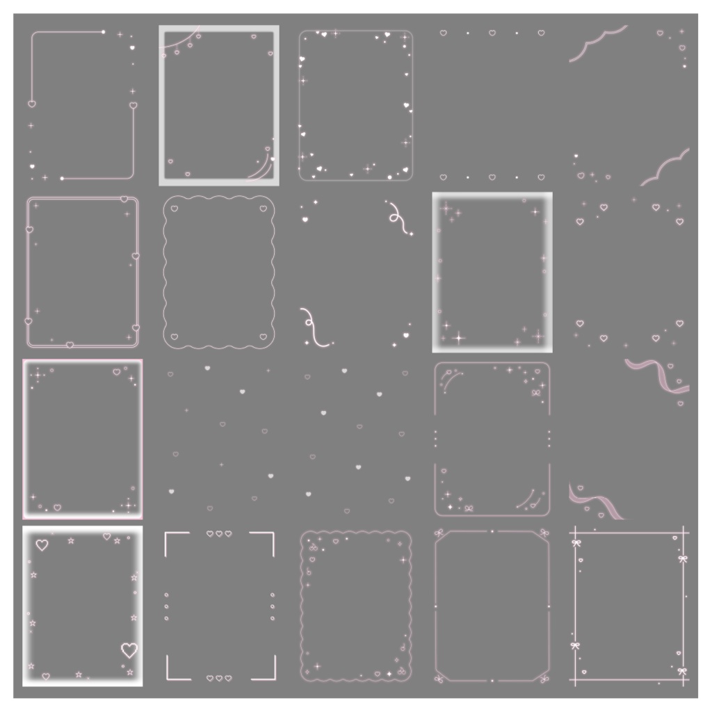 【100種】ハートリボン3:4フレームセット