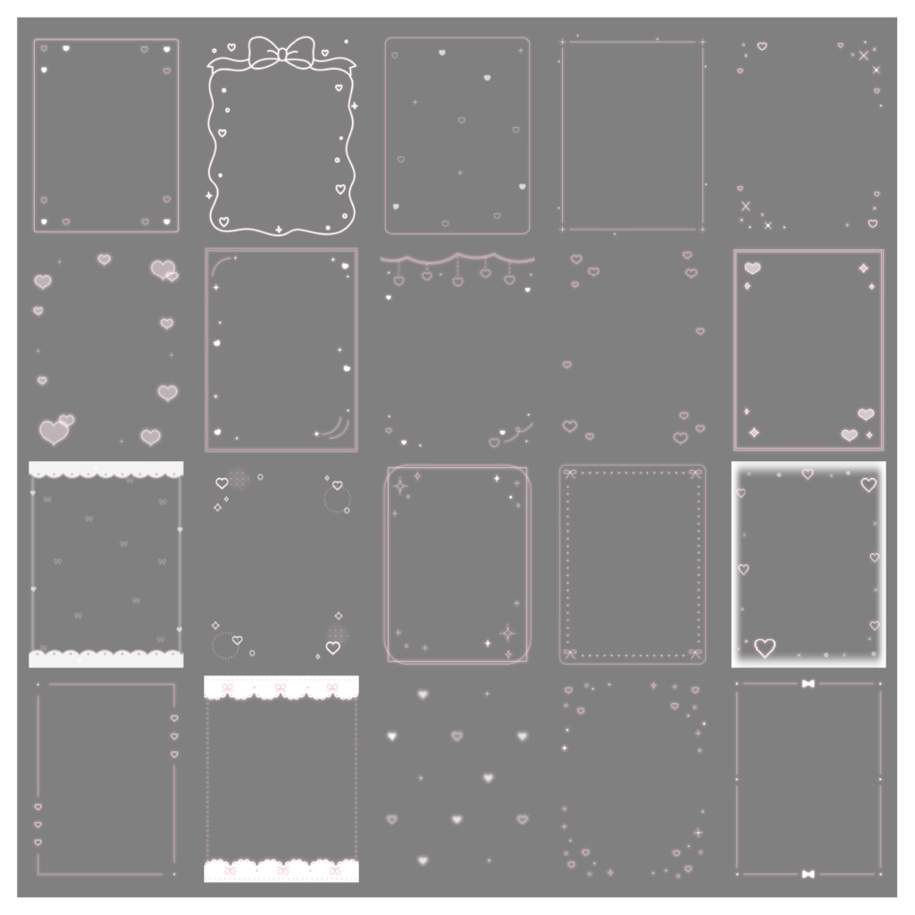 【100種】ハートリボン3:4フレームセット