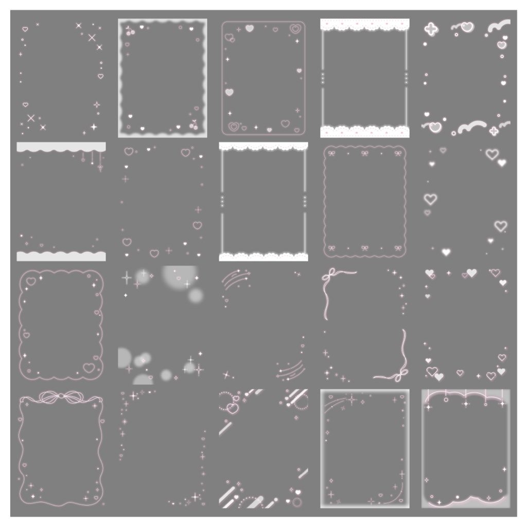 【100種】ハートリボン3:4フレームセット