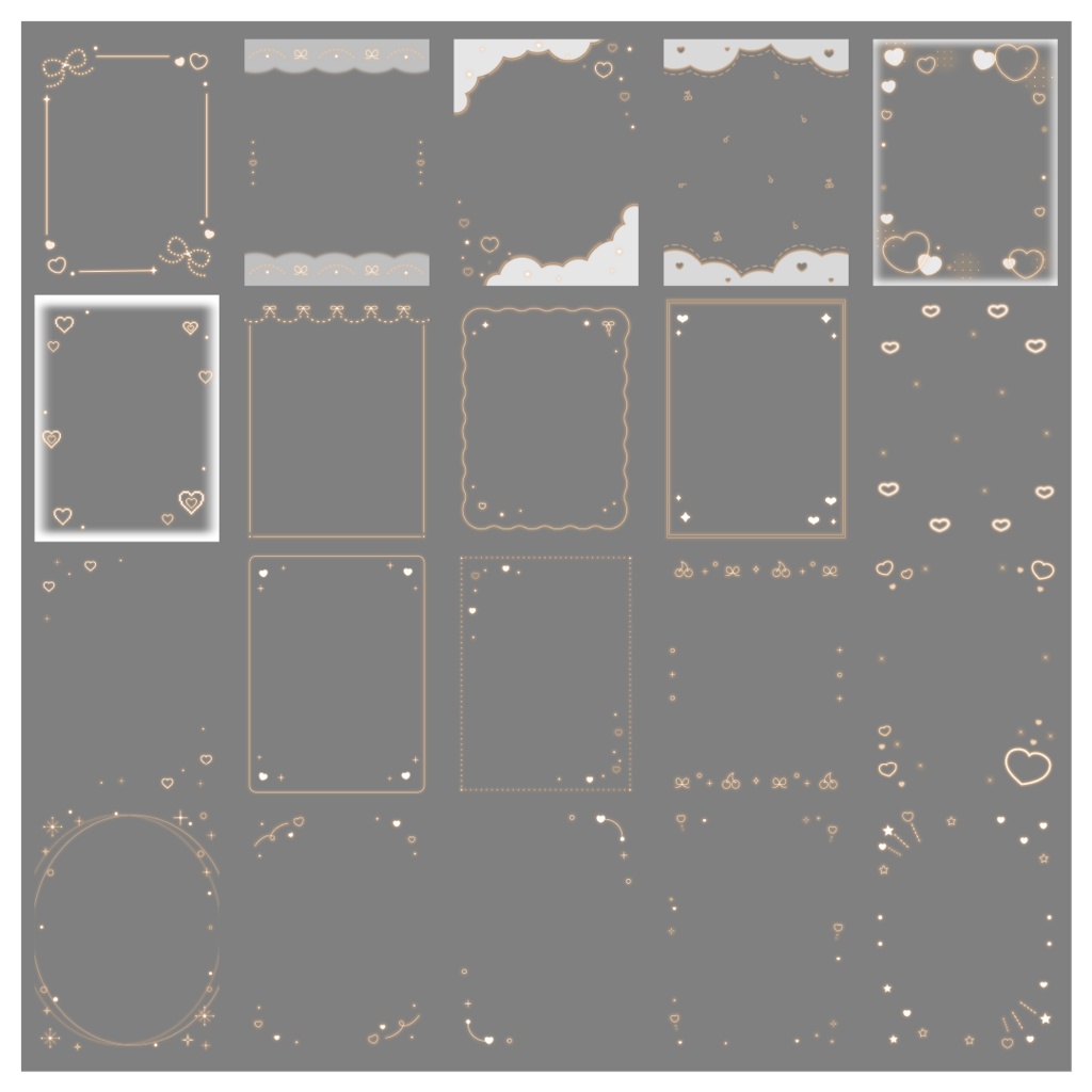 【100種】ハートリボン3:4フレームセット