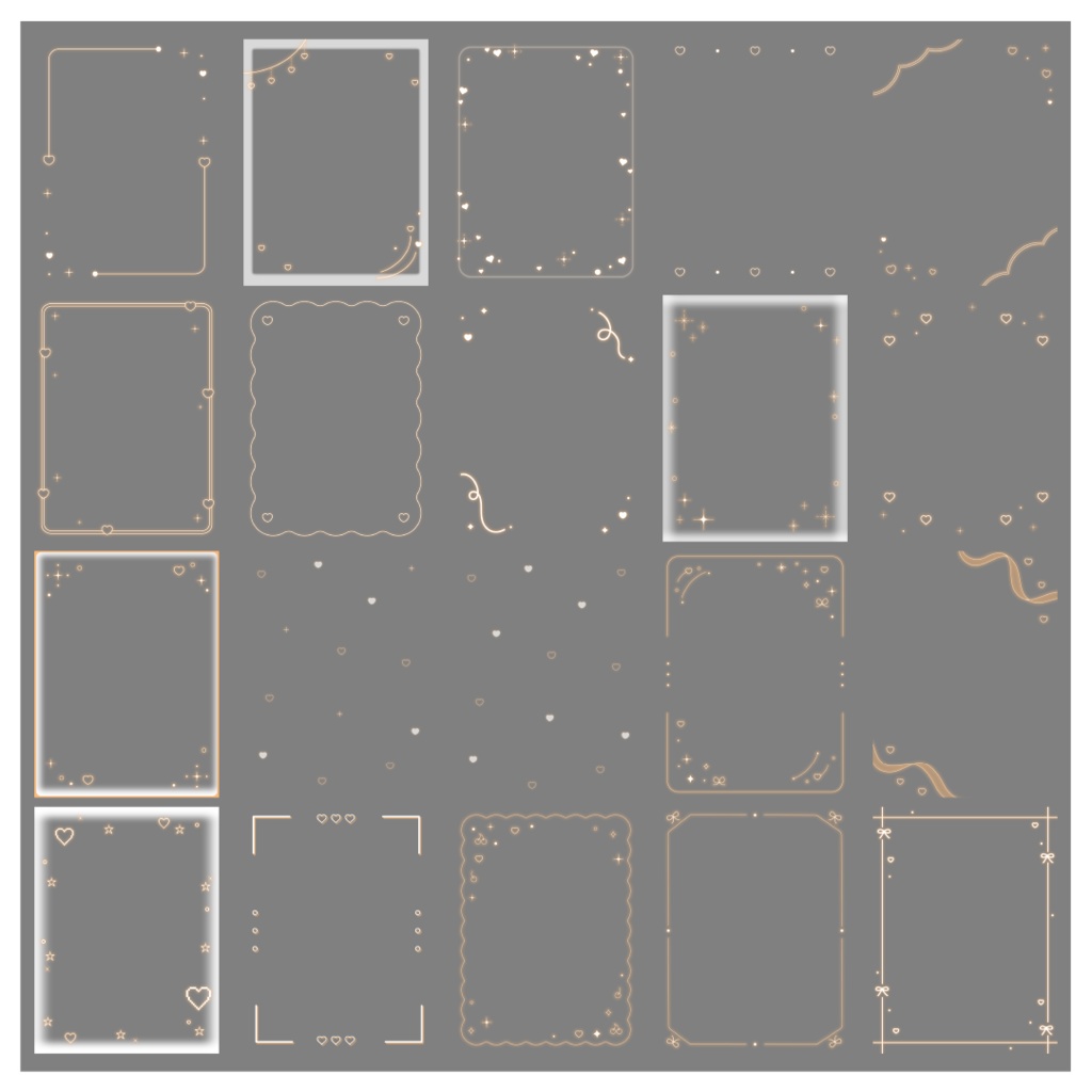 【100種】ハートリボン3:4フレームセット