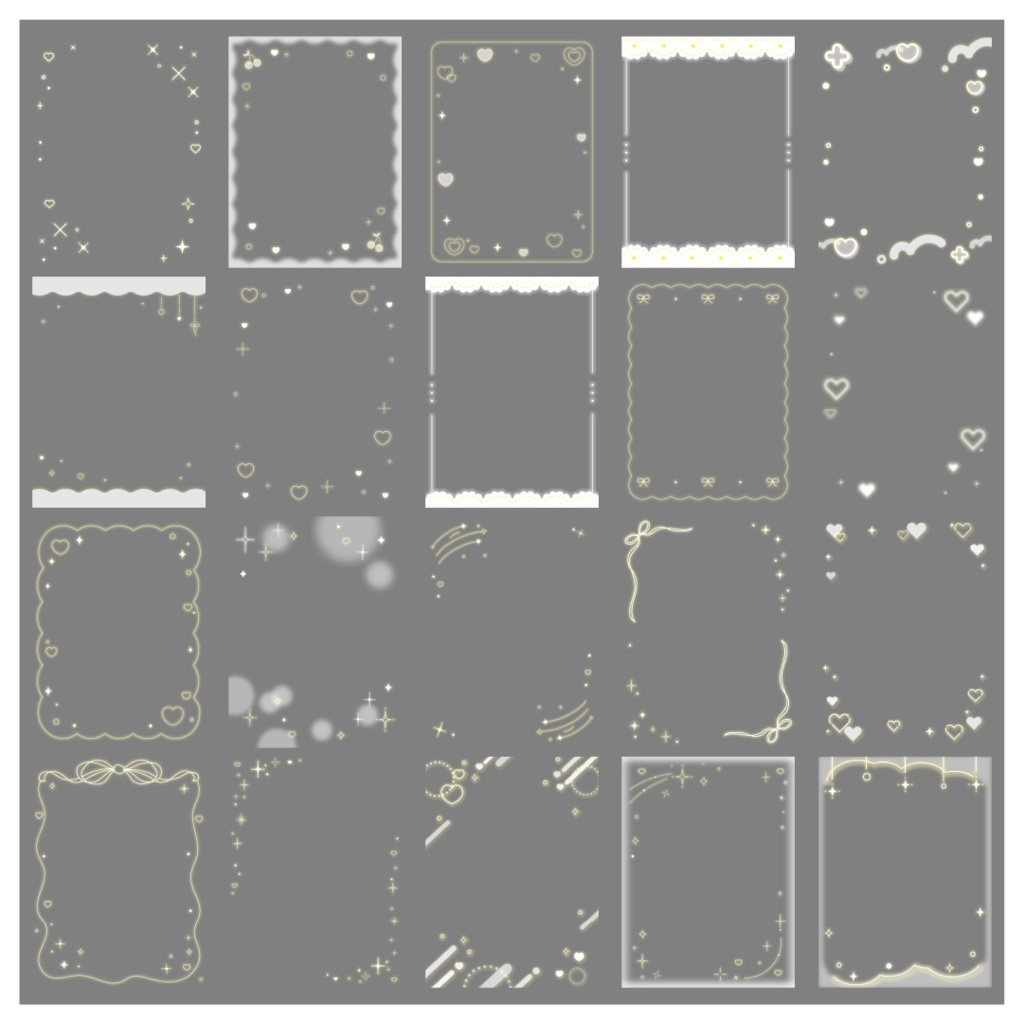 【100種】ハートリボン3:4フレームセット