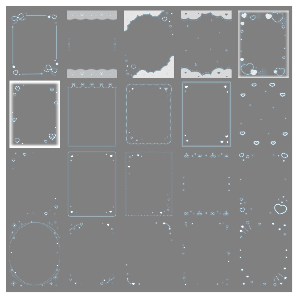 【100種】ハートリボン3:4フレームセット