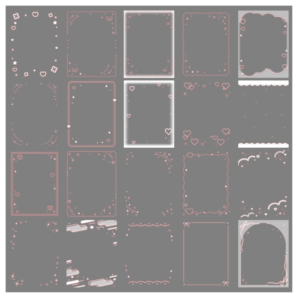 【100種】ハートリボン3:4フレームセット