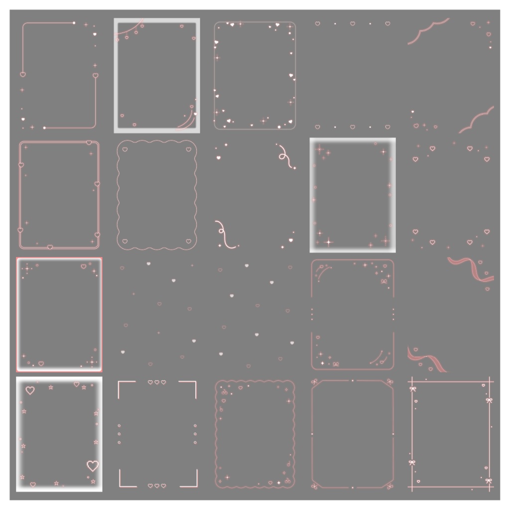 【100種】ハートリボン3:4フレームセット