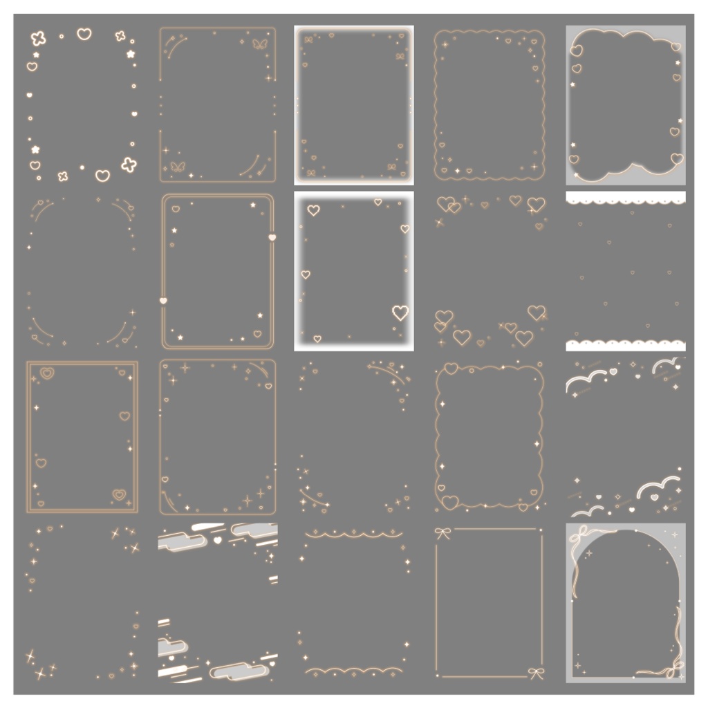 【100種】ハートリボン3:4フレームセット