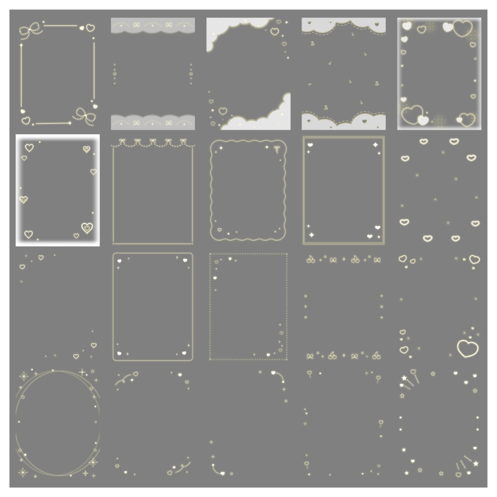 【100種】ハートリボン3:4フレームセット