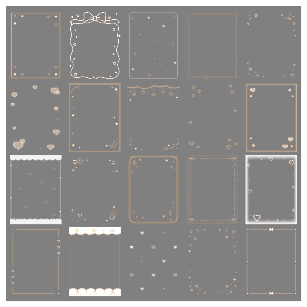 【100種】ハートリボン3:4フレームセット