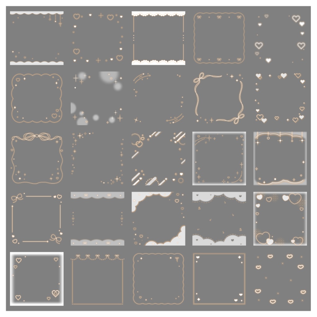 【100種】ハートリボン1:1フレームセット