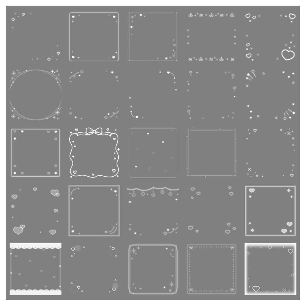 【100種】ハートリボン1:1フレームセット