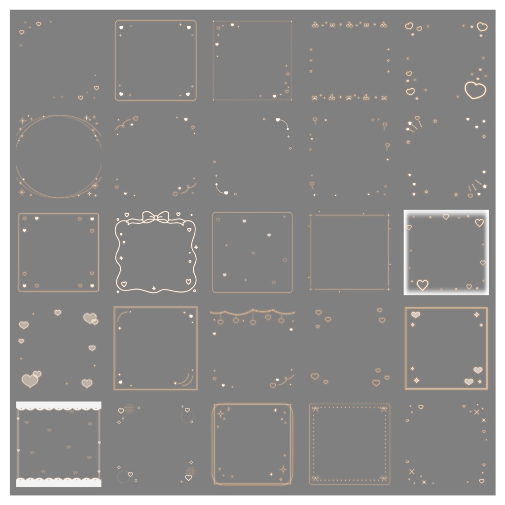 【100種】ハートリボン1:1フレームセット