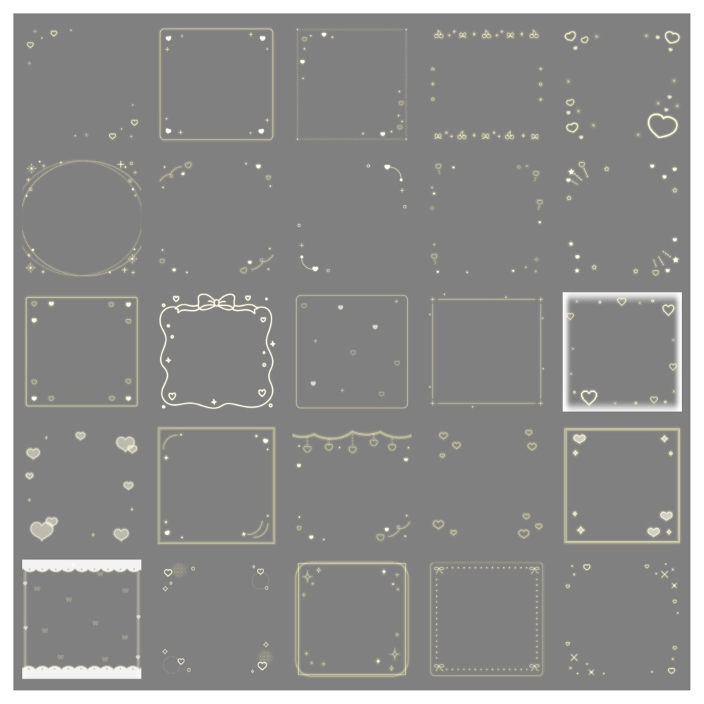 【100種】ハートリボン1:1フレームセット
