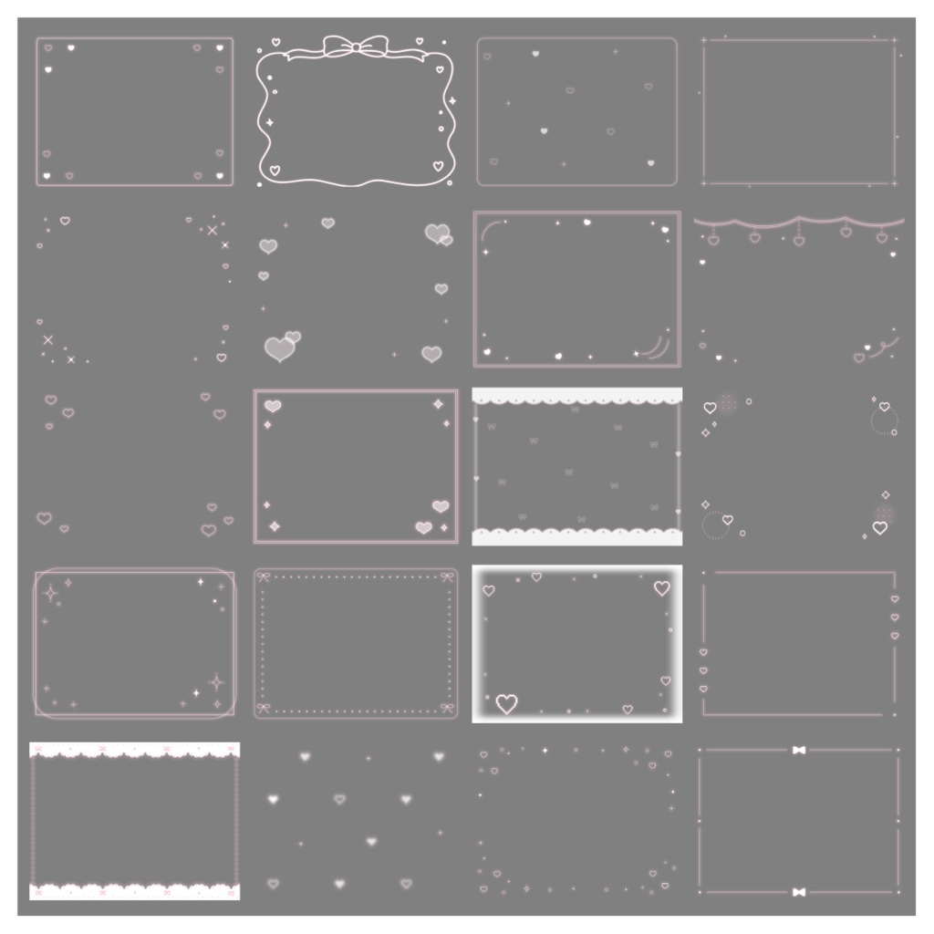 【100種】ハートリボン4:3フレームセット