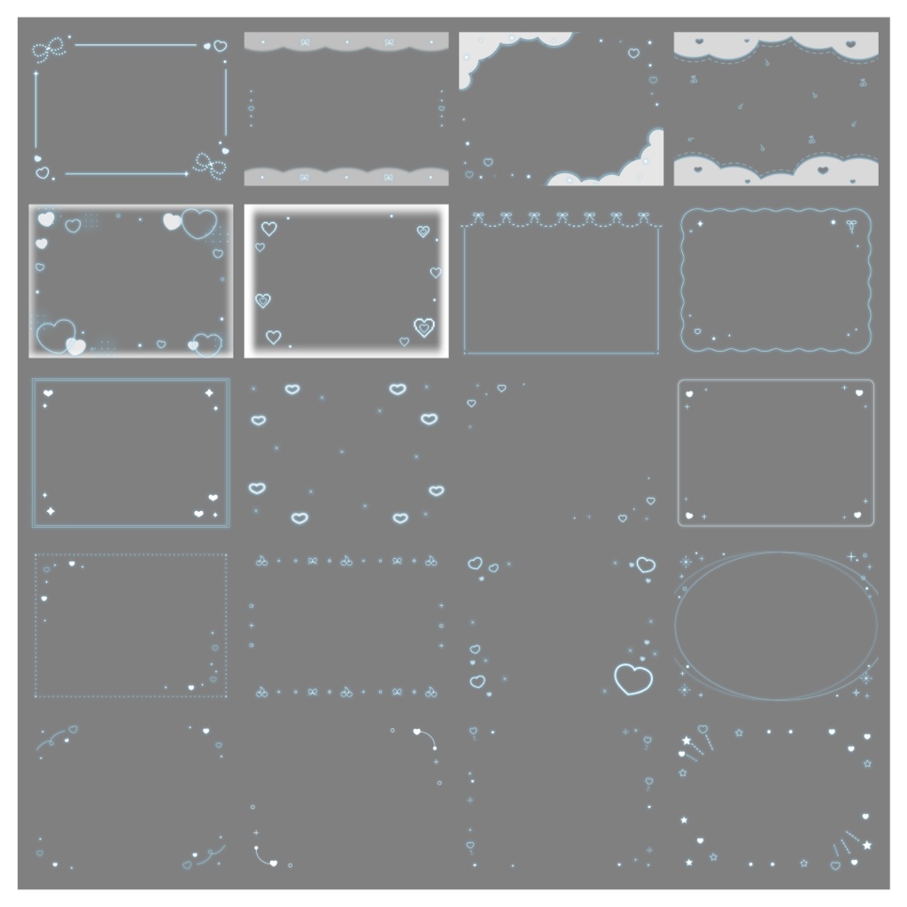 【100種】ハートリボン4:3フレームセット