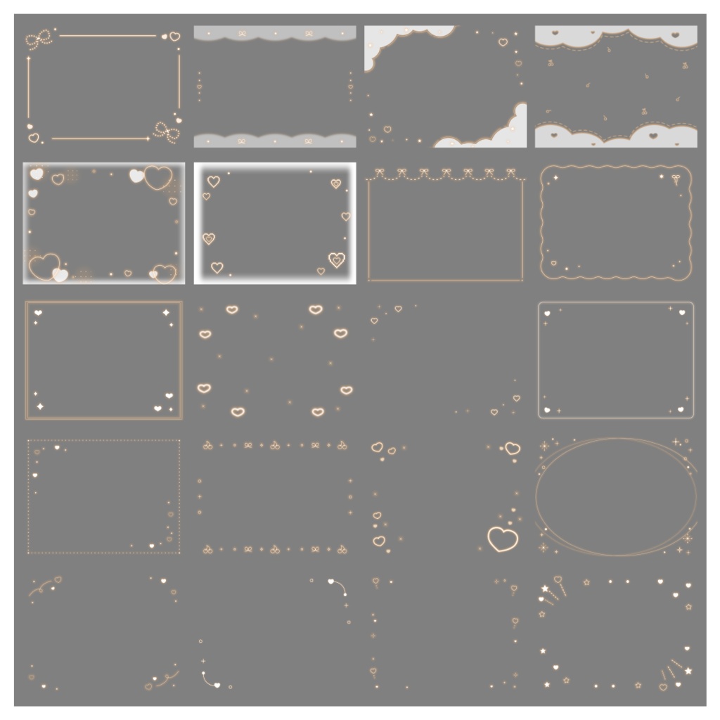 【100種】ハートリボン4:3フレームセット