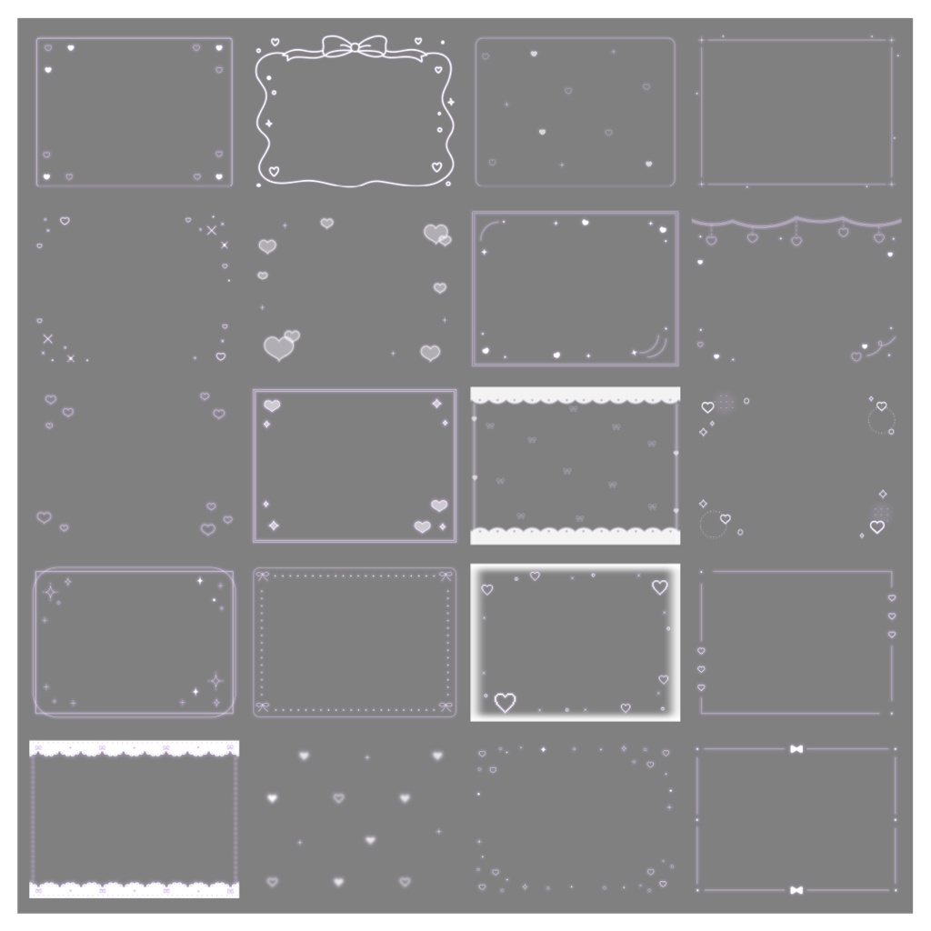 【100種】ハートリボン4:3フレームセット